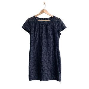 Talula Women's Lace Midi Dress Lined Short Sleeve Black Cotton Blend Large